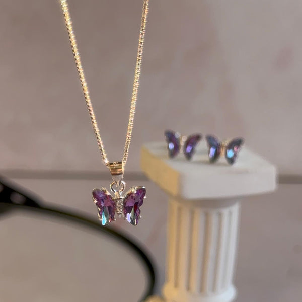 Conjunto Mariposa Cristal Lila