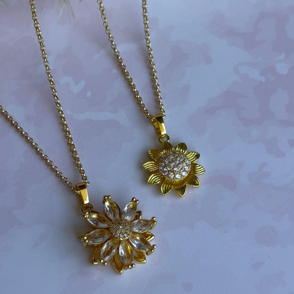 Collar Antiestrés Girasol Baño de Oro