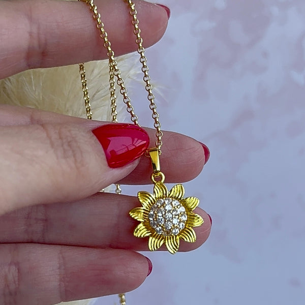 Collar Antiestrés Girasol Baño de Oro