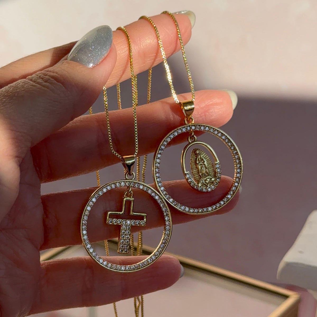 Collar Medalla Cruz - Virgen