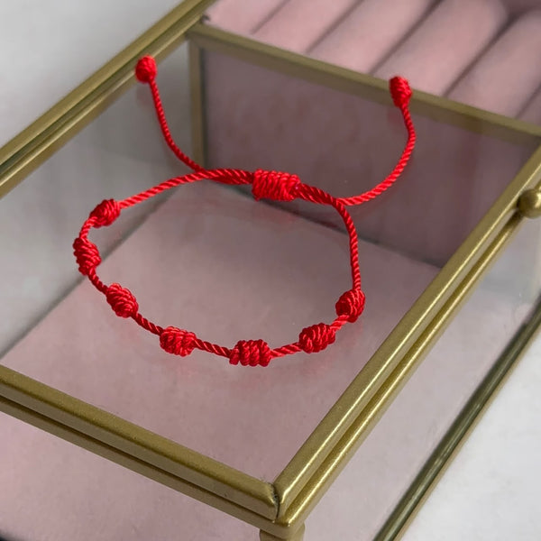 Pulsera Roja Hilada 7 Nudos