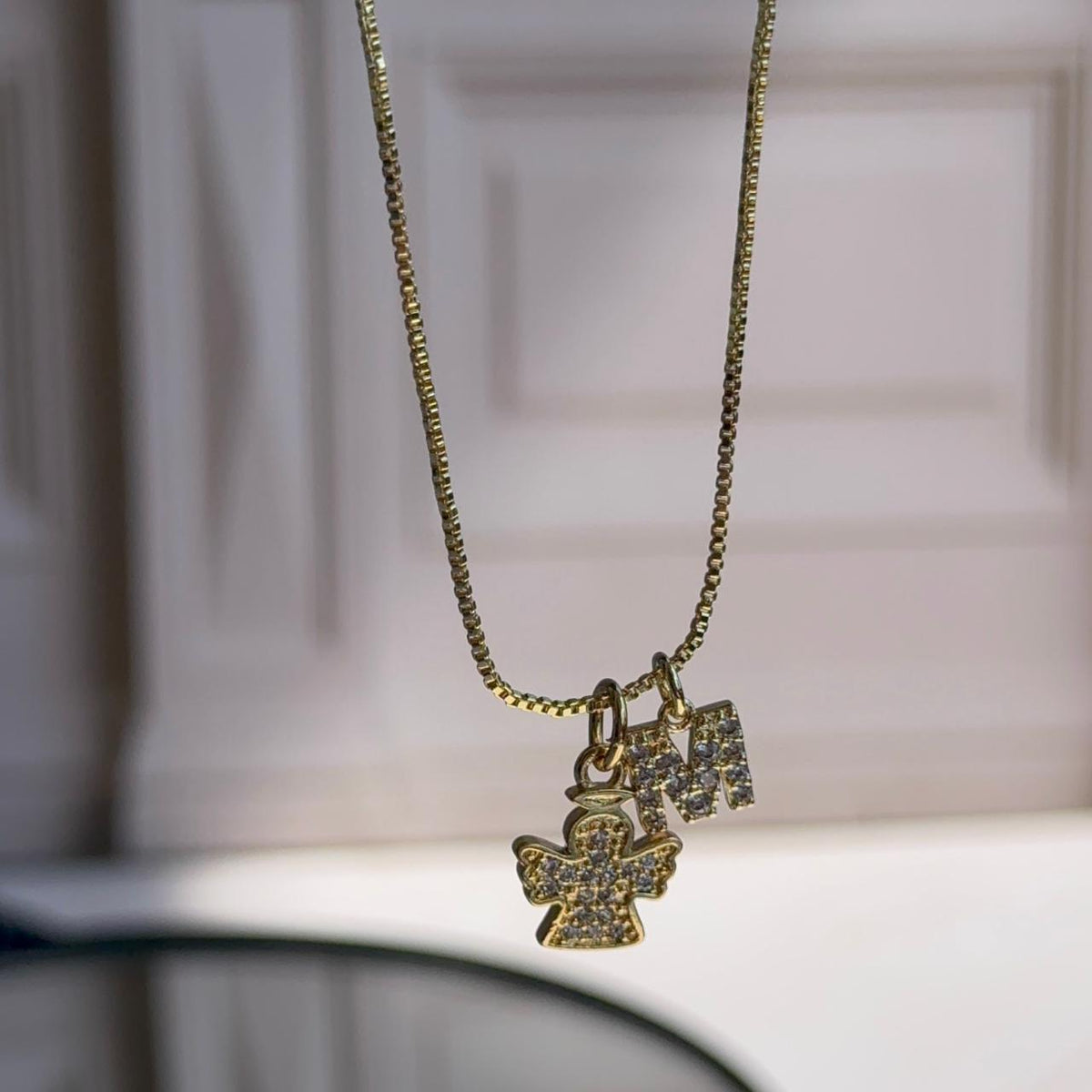 Collar Ángel y Letra Personalizada