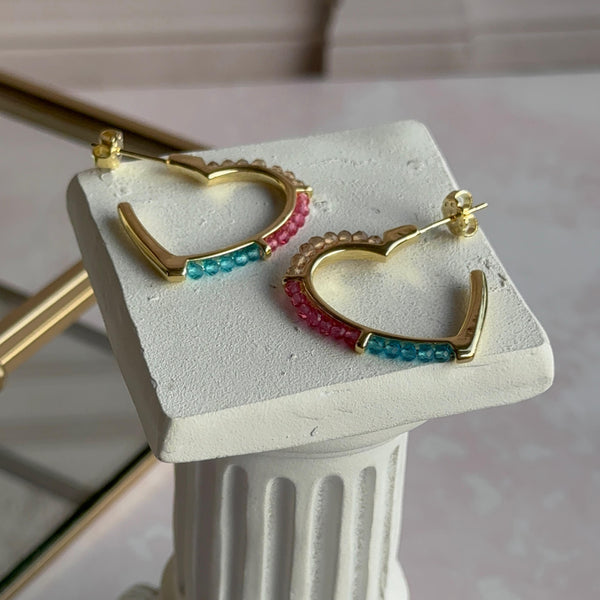 Aros Argolla Corazón Cristales II