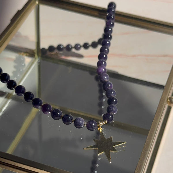 Collar Ágata Amatista Estrella Fugaz