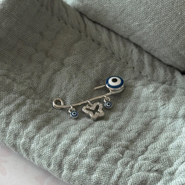 Prendedor Ojo Turco y Mariposa Plata 925