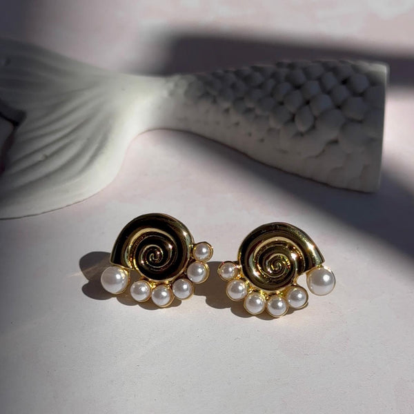 Aros Caracola con Perlitas