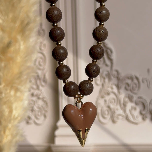 Collar Paula - Corazón Mocca