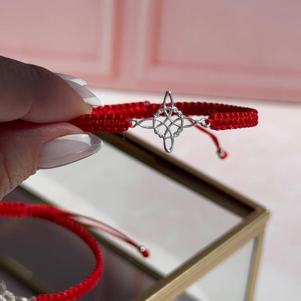 Pulsera Roja Macramé Nudo de Bruja