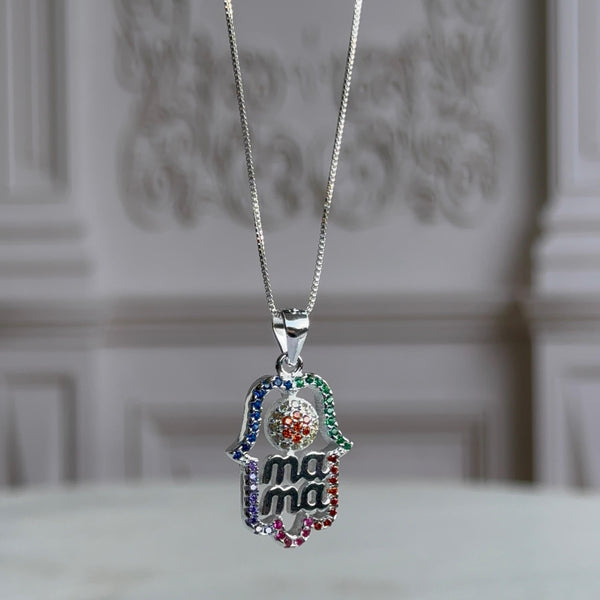 Collar Mamá en Mano de Fátima