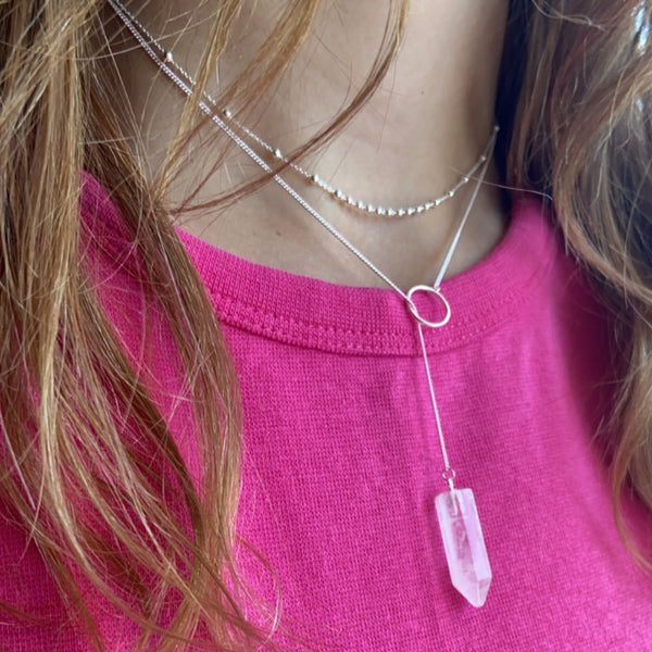 Collar Cascada Cuarzo Cristal Plata 925