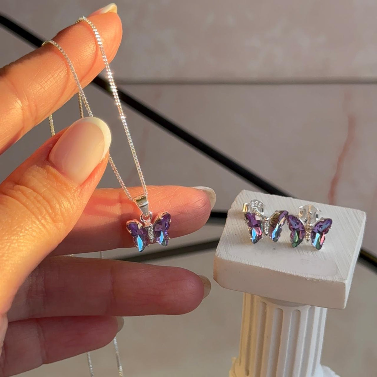 Conjunto Mariposa Cristal Lila