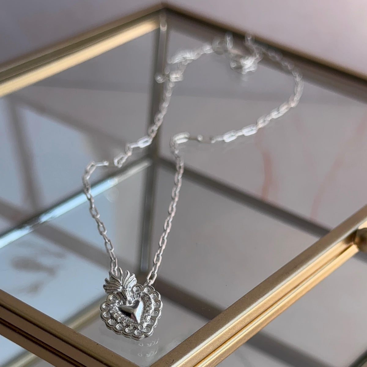 Collar Corazón Detente Baño de Plata