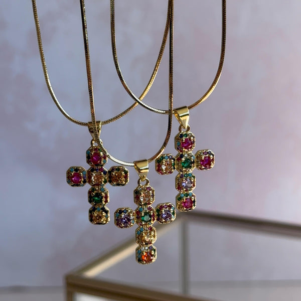 Collar Cruz Circones Multicolores