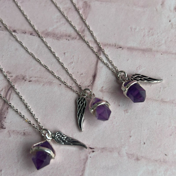 Collar Cuarzo Amatista y Alita