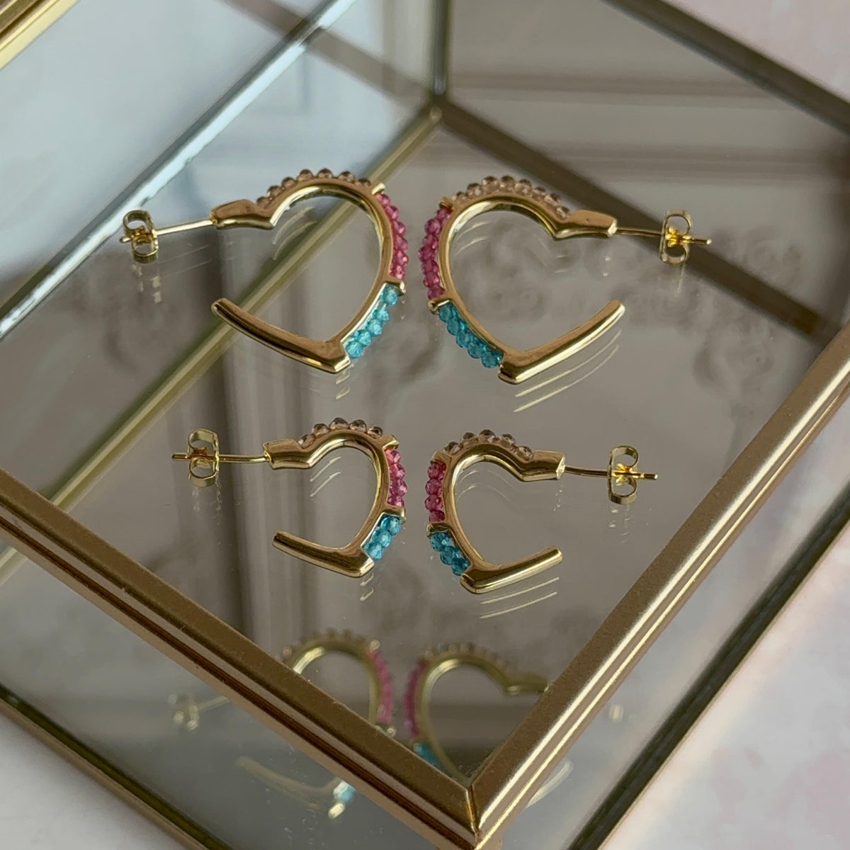Aros Argolla Corazón Cristales II