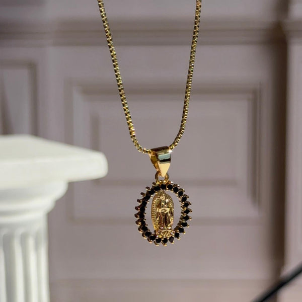 Collar Virgen de Guadalupe Circones Negro
