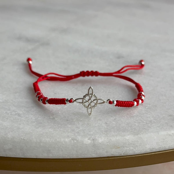 Pulsera Roja Balines Nudo de Bruja