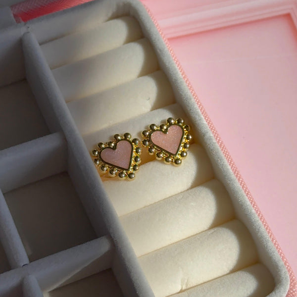 Aros Corazón Balines - Baño de oro