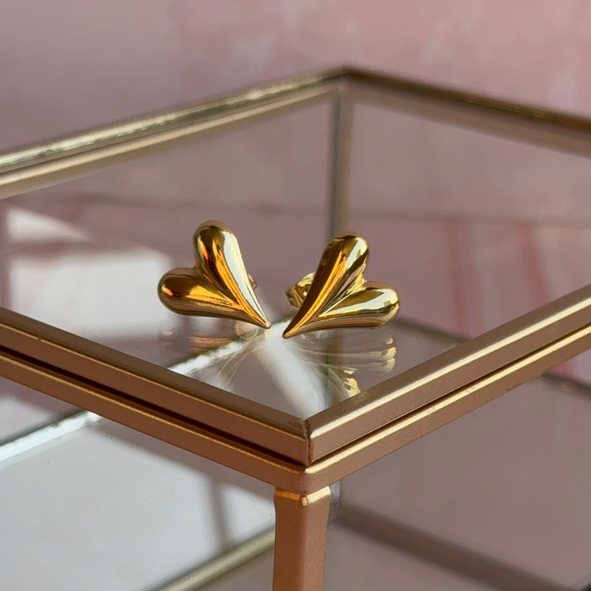 Conjunto Corazón - Esmaltado Dorado