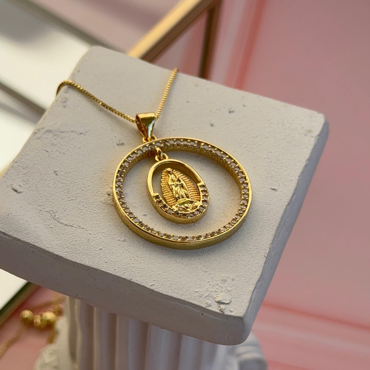 Collar Medalla Cruz - Virgen
