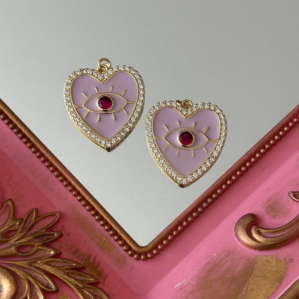 Charm Medalla Corazón y Ojito Turco