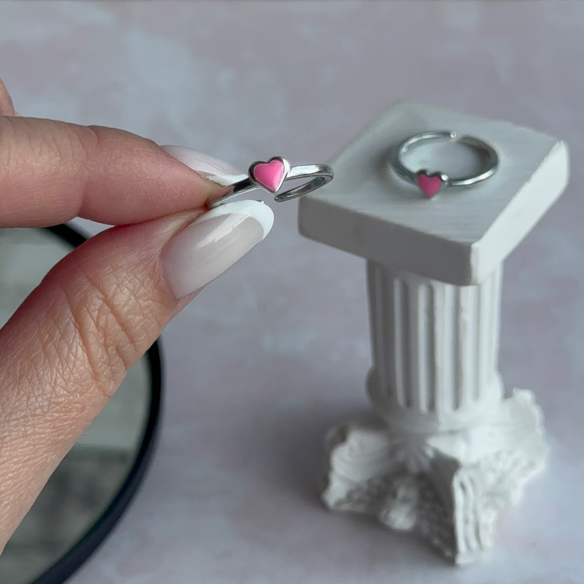 Anillo Midi - Corazón Rosa