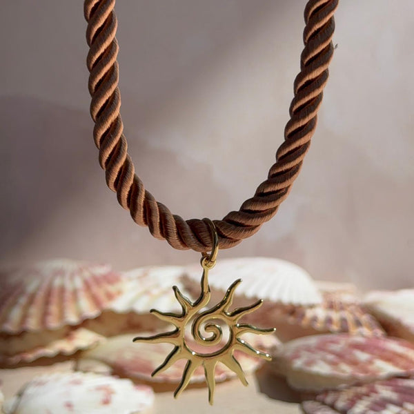 Collar Cordón de Seda Beige - Sol