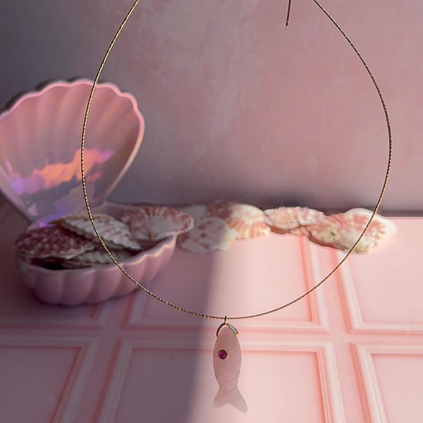 Collar Tiara Pez Cuarzo Rosa