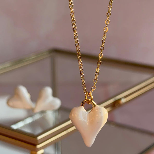 Conjunto Corazón - Esmaltado Blanco