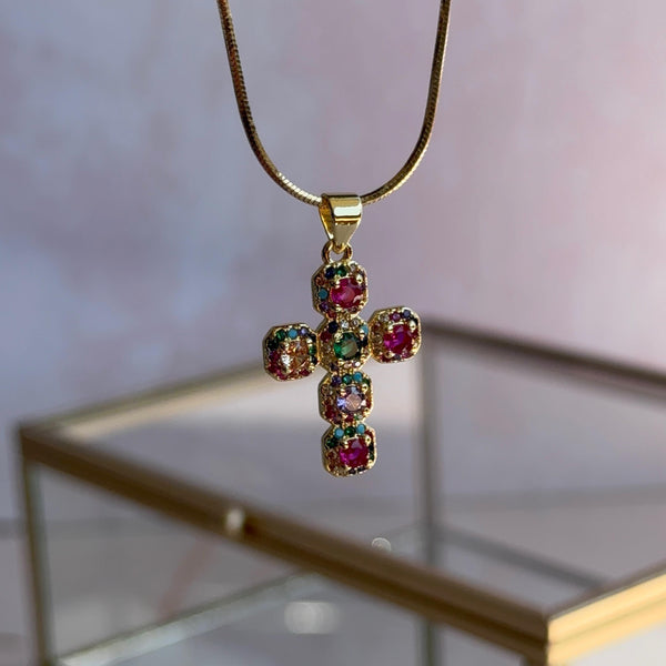 Collar Cruz Circones Multicolores