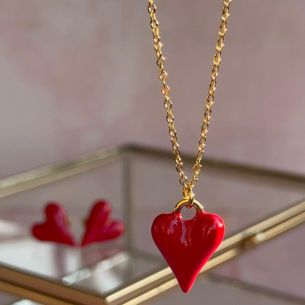Collar Corazón - Esmaltado Rojo