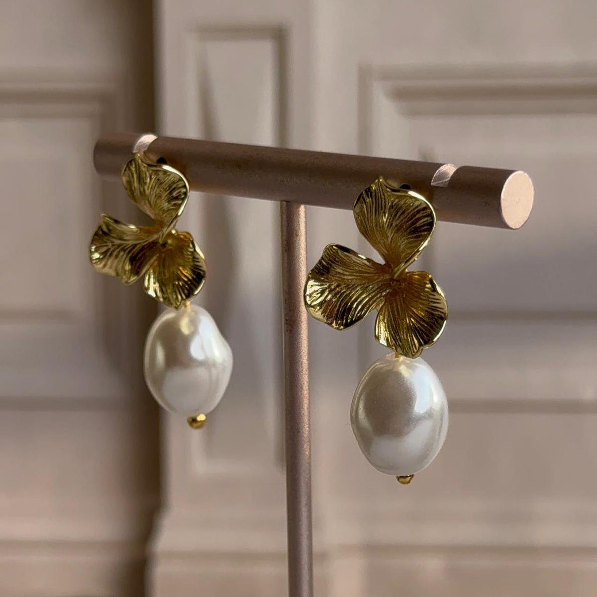 Aros Flor con Perla