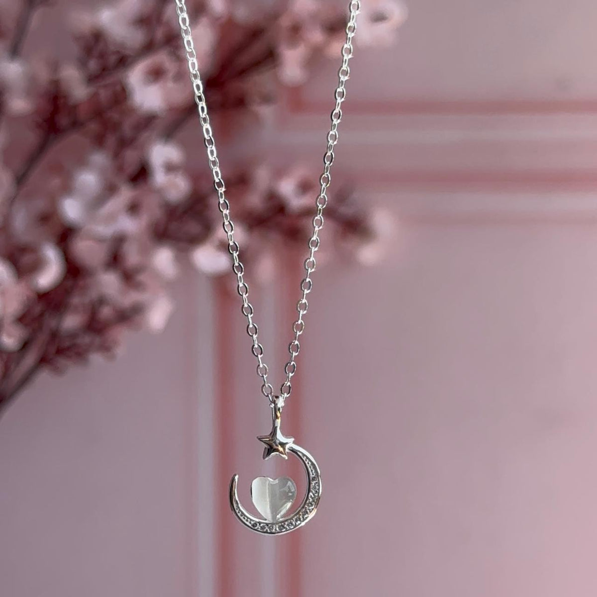 Collar Luna y Estrella con Piedra Luna