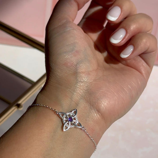 Pulsera Nudo de Bruja Circón Amatista