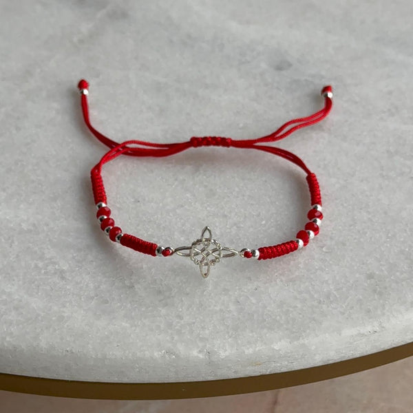 Pulsera Roja Balines Nudo de Bruja