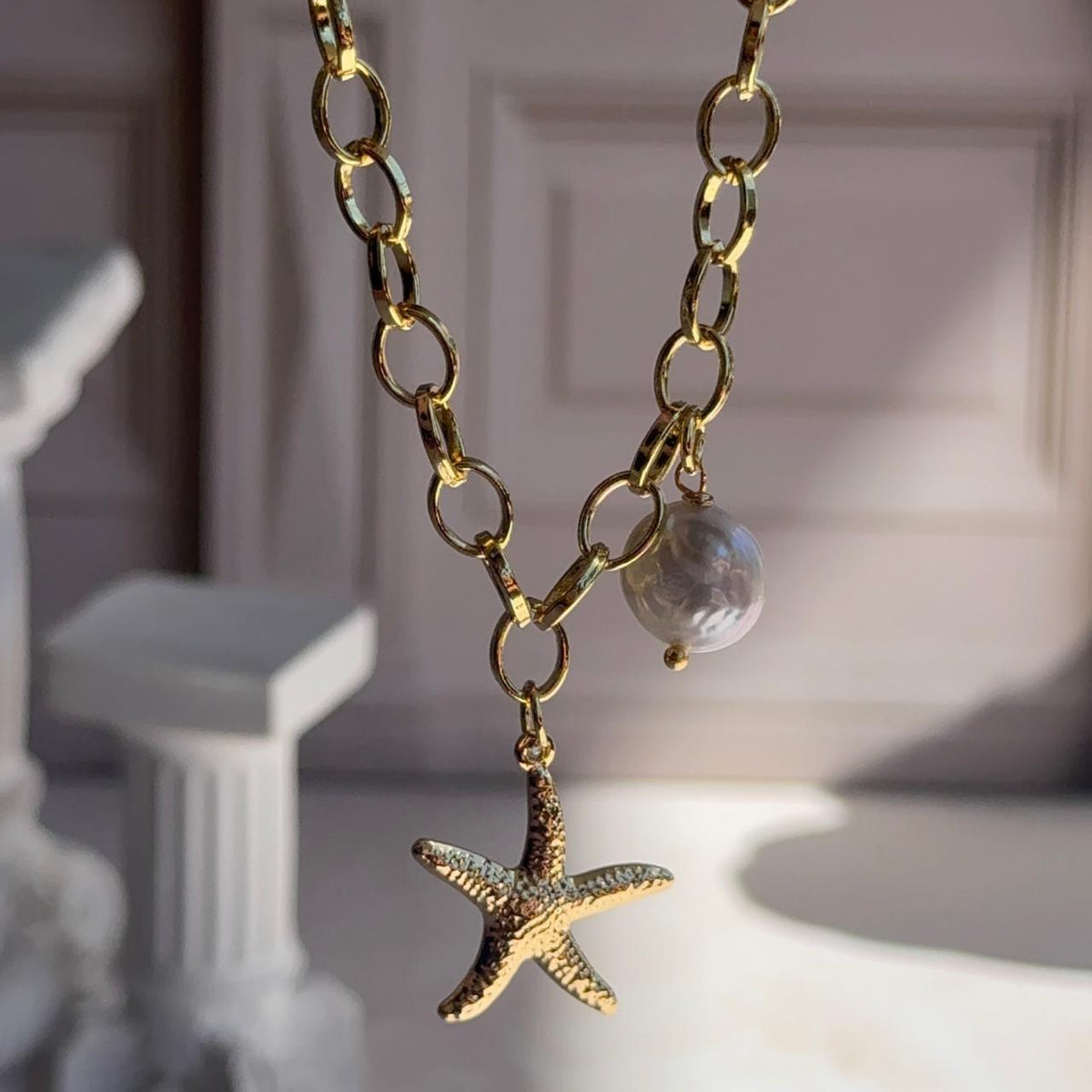 Collar Estrella de Mar con Perla Nácar
