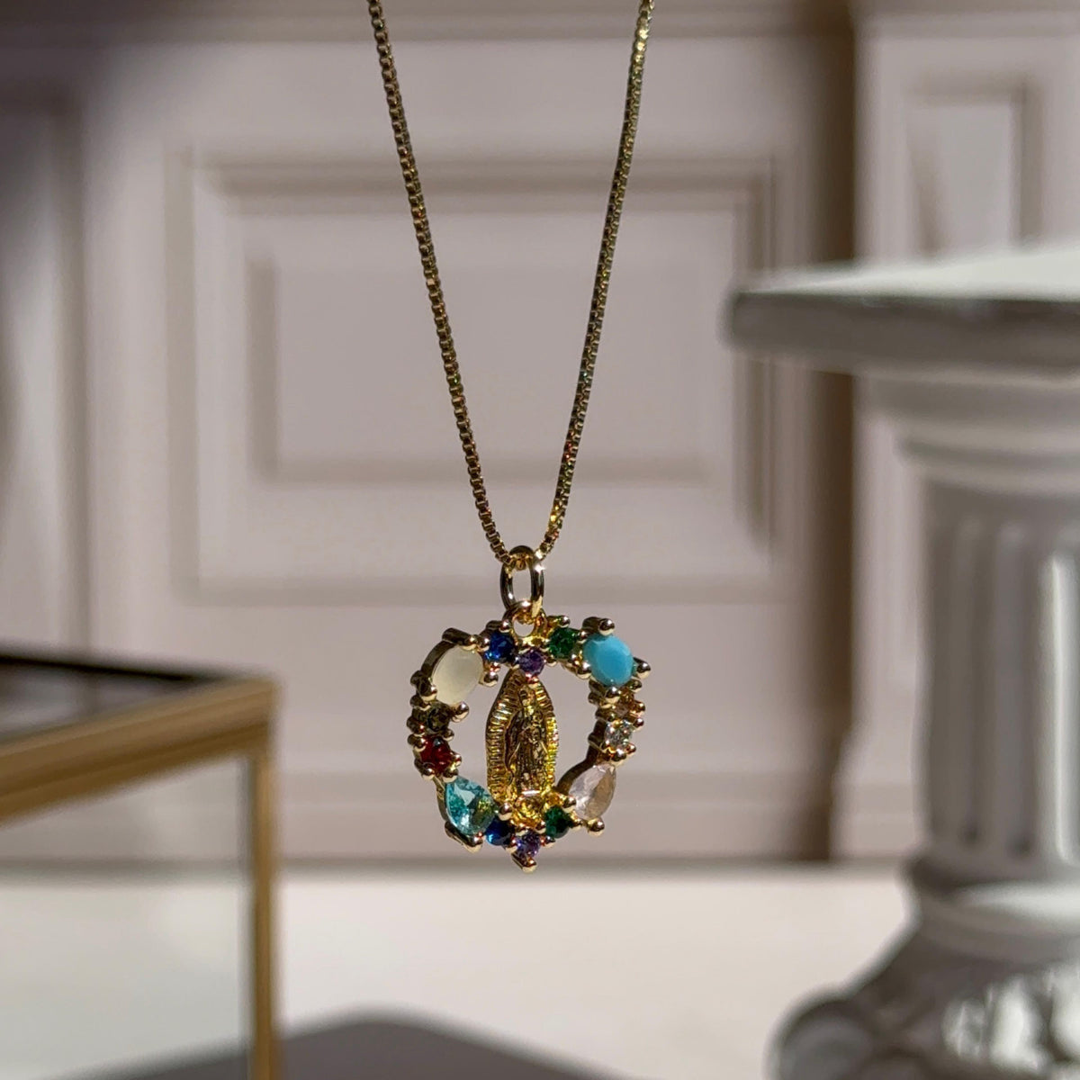 Collar Virgen de Guadalupe Forma Corazón