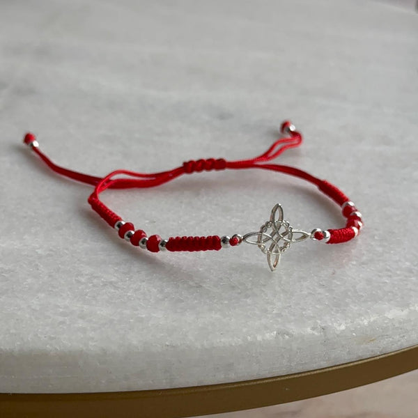 Pulsera Roja Balines Nudo de Bruja