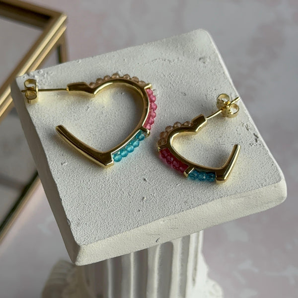 Aros Argolla Corazón Cristales II