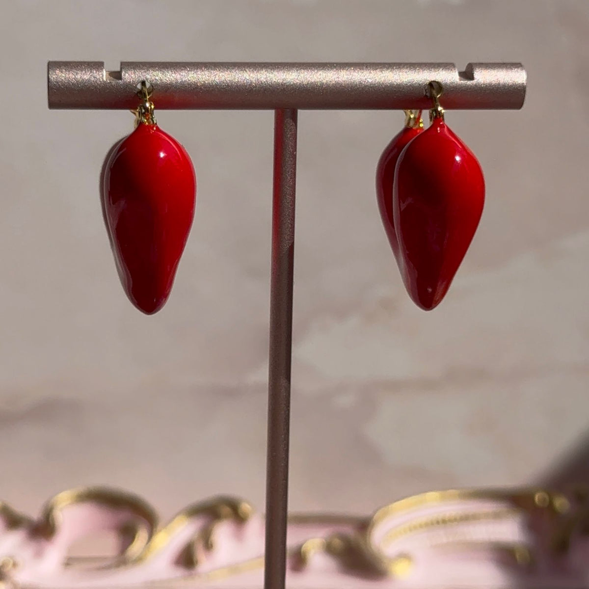 Aros Argollas Corazón Rojo