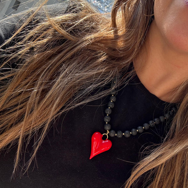 Collar Paula - Corazón Rojo Alargado