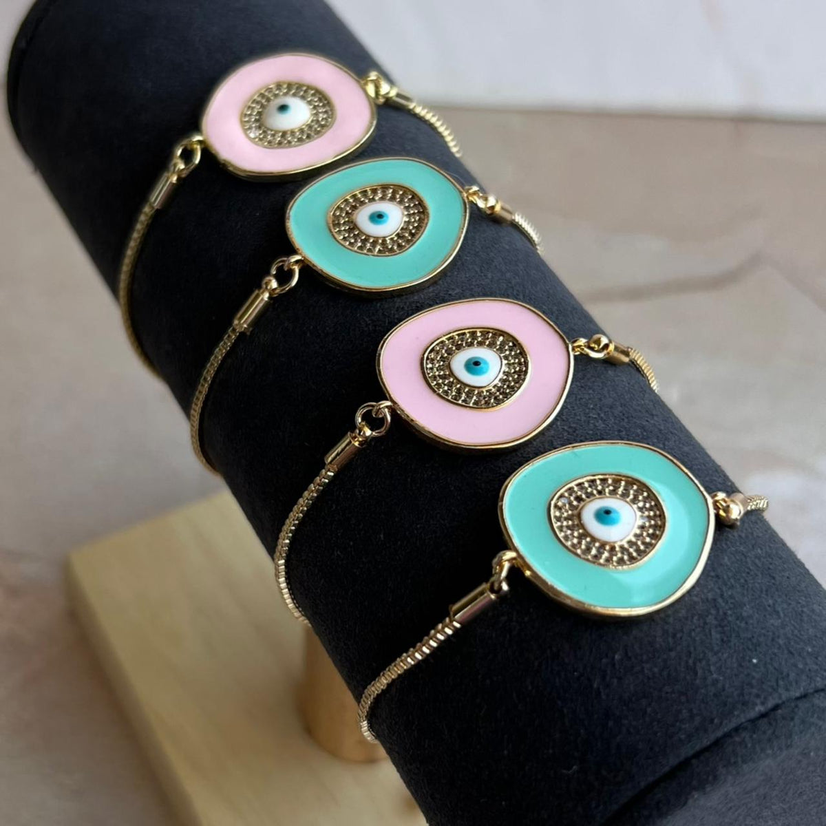Pulsera Medallón Esmaltado de Ojo Turco
