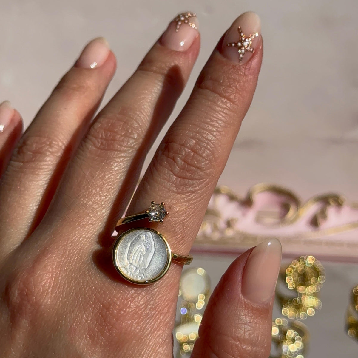 Anillo Nácar San Benito - Virgen de Guadalupe