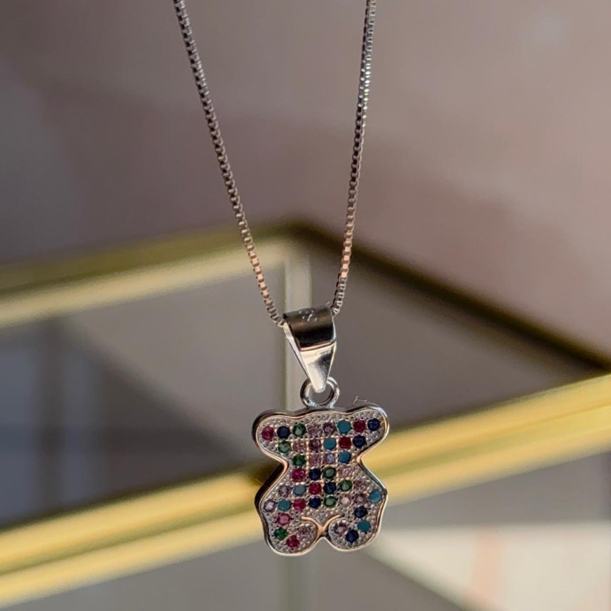 Collar Medalla Osito Circones Multicolores
