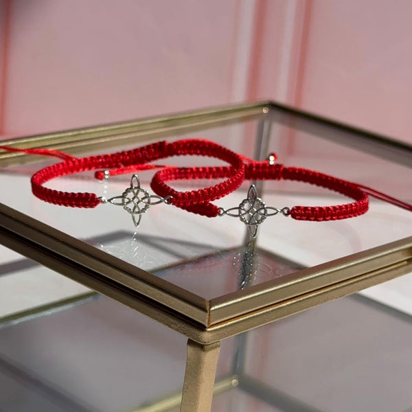 Pulsera Roja Macramé Nudo de Bruja