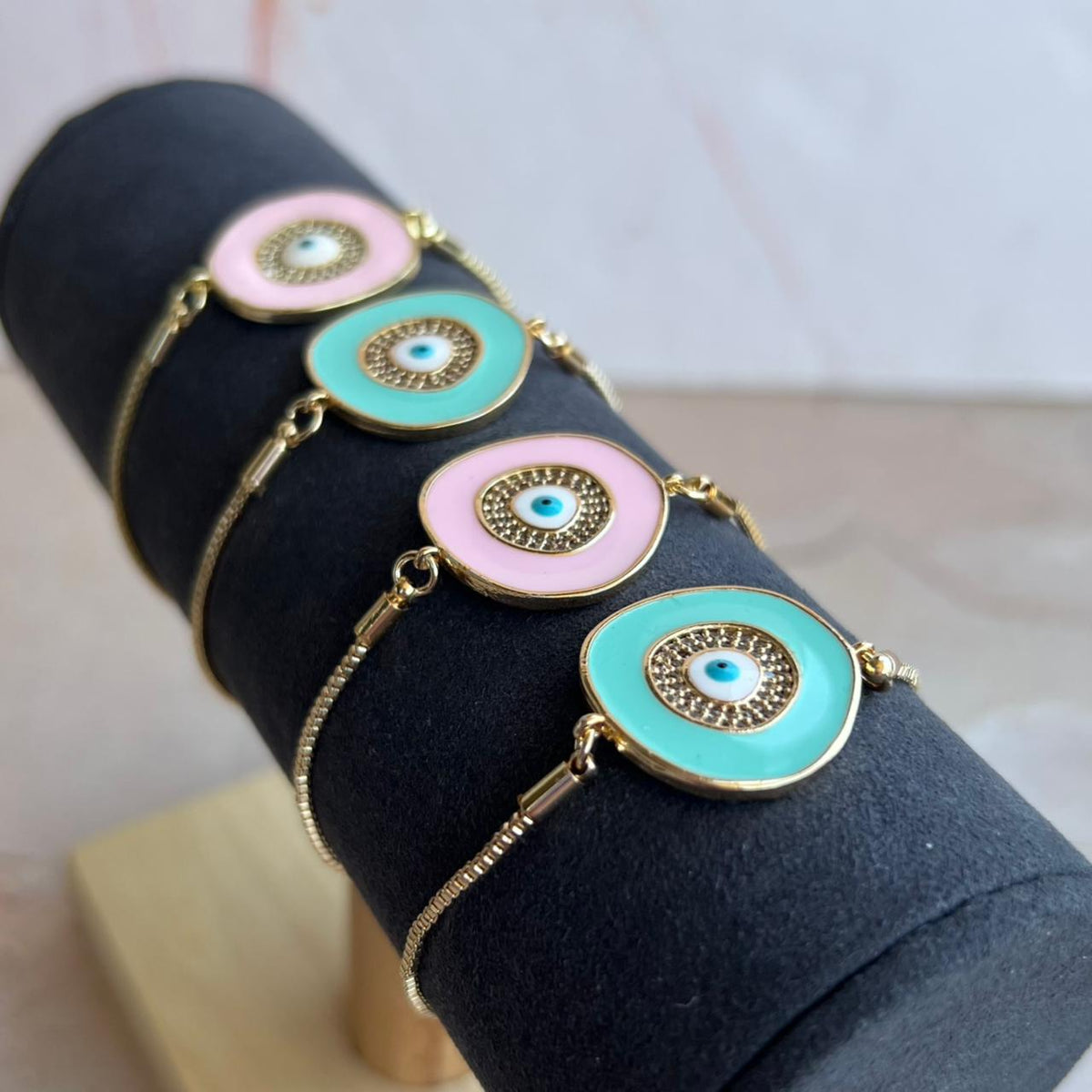 Pulsera Medallón Esmaltado de Ojo Turco