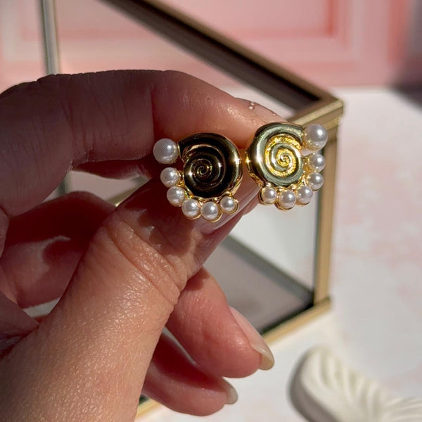 Aros Caracola con Perlitas