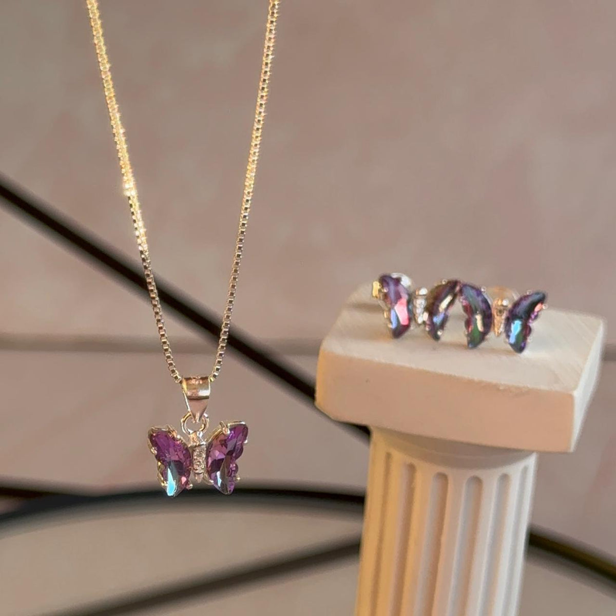 Conjunto Mariposa Cristal Lila