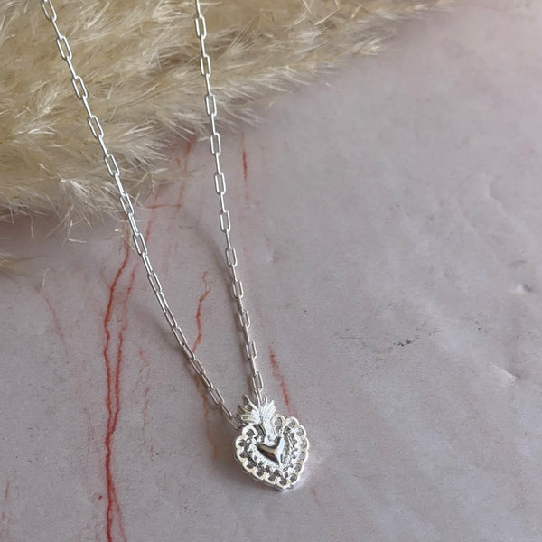 Collar Corazón Detente Baño de Plata