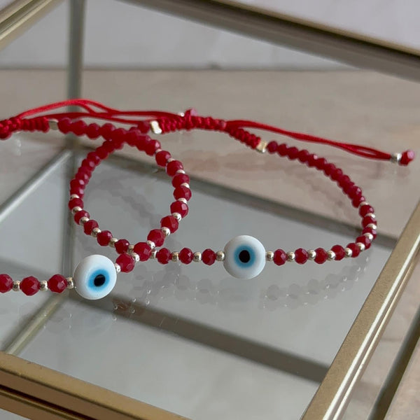 Pulsera Roja con Ojo Turco Plata 925